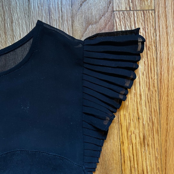 Black Ruffle Sleeve Top - Picture 3 of 5